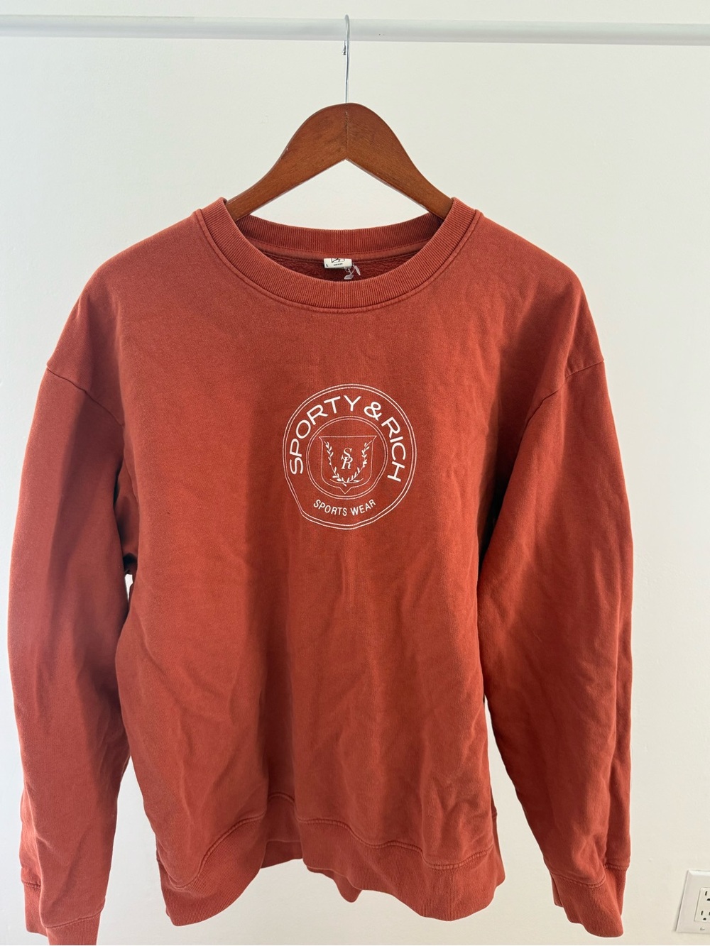 Sporty & Rich Men's Rust Orange Crewneck Sweatshirt